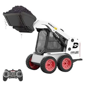 mostop remote control front loader 1/14 scale rc skid steer loader toy for kid, 11 channel full function rc front loader tractor electric rc construction vehicle toy loader with lights and sound
