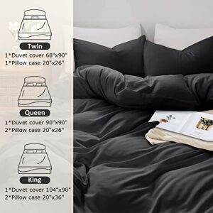 mafudoxi Duvet Cover Queen, 3 Piece Duvet Cover Set Ultra Soft and Breathable Bedding Duvet Cover Set with Zipper Closure & Corner Ties (Grey 90x90 Inch)