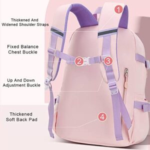 Nzahdwu Kawaii Backpack Girls, Cute Bunny Backpacks,Cartoon Large Capacity Waterproof Backpack Multifunction Laptop Travel Bag for Teens (Pink-17.7in)