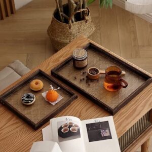 serving food trays - 2 pack wood trays for serving food - food trays party serving trays and platters for breakfast, coffee/tea table