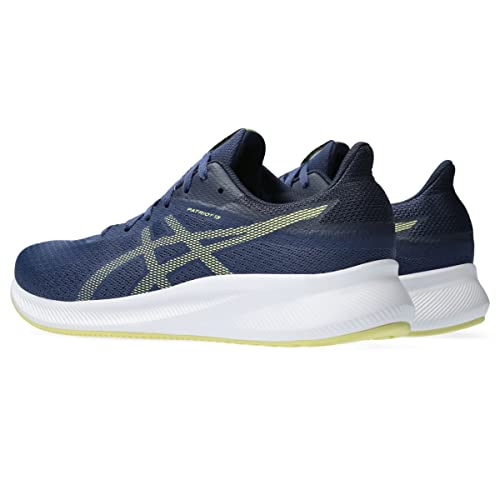 ASICS Men's Patriot 13 Running Shoes, 14, DEEP Ocean/Glow Yellow