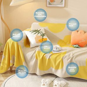 Meekid Yellow Flower Soft Blanket Sofa Covers for 3 Cushion Couch - Ultimate Comfort