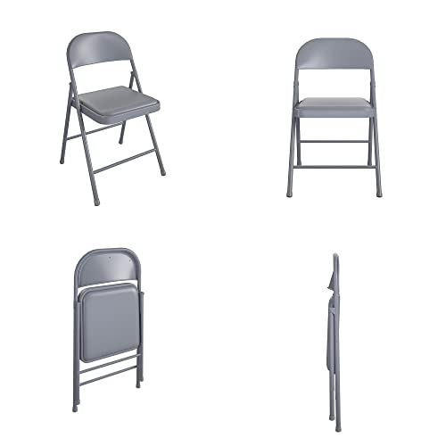 COSCO SmartFold Vinyl Folding Chair, 4-Pack, Grey