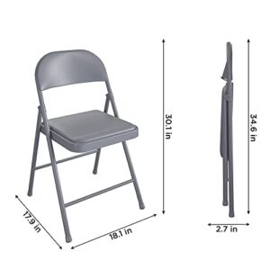 COSCO SmartFold Vinyl Folding Chair, 4-Pack, Grey