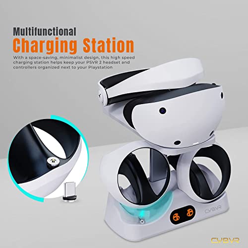 CYBVR Controller Charging Station for PS VR2, Fast Charging PSVR2 Headset Display Stand and Charger with Magnetic Port, PSVR 2 Lightning Charger with LED Display Lights, Organizer Dock for PS VR 2