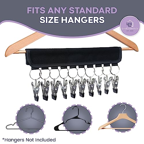 LokiEssentials Legging Organizer for Clothes & Closet Organization, Space Saving Hangers for Pants & Leggings, Small Coat Closet Storage with Clips, Foldable & Collapsible Legging Organization 2-Pack