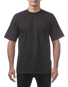 pro club men's heavyweight cotton short sleeve crew neck t-shirt, black, small