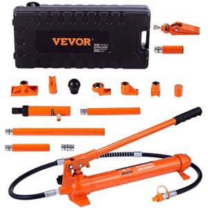 vevor 12 ton porta power kit, hydraulic ram with pump with 4.6 ft/1.4 m oil hose, portable hydraulic jack with storage case for automotive, garage, farm, mechanic (26455 lbs)