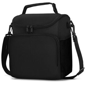 uylia lunch box for men,insulated lunch bag women with adjustable shoulder strap, cooler bag with drinks holder for adult work picnic beach workout (black, medium)