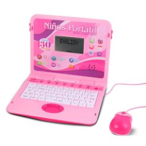 leshitian kids laptop, bilingual laptop spanish/english, 130 learning activities, learning computer for kids ages 5+