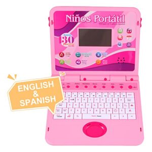 LESHITIAN Kids Laptop, Bilingual Laptop Spanish/English, 130 Learning Activities, Learning Computer for Kids Ages 5+