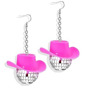 disco ball earrings mirrorball earrings 60's or 70's pink disco ball earrings costume accessories jewerly gift for women