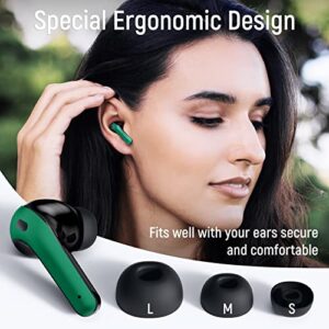 Wireless Earbuds Bluetooth Headphones 60H Playtime Ear Buds with LED Power Display Charging Case Earphones in-Ear Earbud with Microphone for Android Cell Phone Gaming Computer Laptop Sport Green