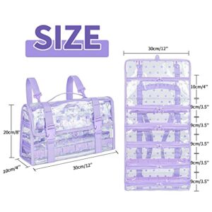 Yewiwin Doll Storage Organizer Backpack Compatible with OMG&LOL Surprise Dolls All,Clear View Hanging Dolls Carrying Case for Girl,Bag Only (Purple)