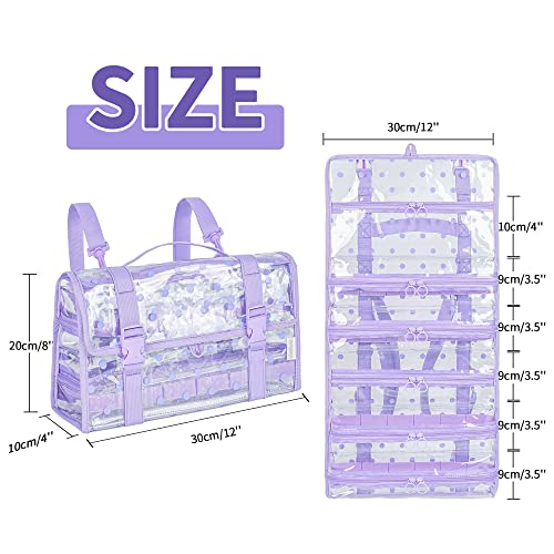 Yewiwin Doll Storage Organizer Backpack Compatible with OMG&LOL Surprise Dolls All,Clear View Hanging Dolls Carrying Case for Girl,Bag Only (Purple)