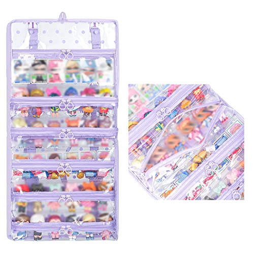 Yewiwin Doll Storage Organizer Backpack Compatible with OMG&LOL Surprise Dolls All,Clear View Hanging Dolls Carrying Case for Girl,Bag Only (Purple)