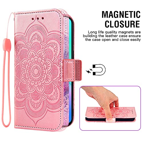 Asuwish Phone Case for Infinix Smart 5/Hot 10 Lite Wallet Cover with Tempered Glass Screen Protector and Leather Flip Credit Card Holder Stand Flower Folio Cell Accessories X657B Women Men Rose Gold