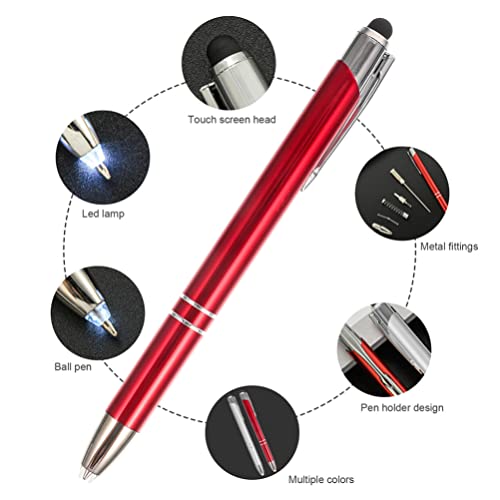 Light Pen 4pcs Touchscreen Stylus Pen Metal Lighted Ballpoint Pens Multi-Functional Led Light Pens Office Writing Pens for Classsroom Awards Office Pens Ballpoint