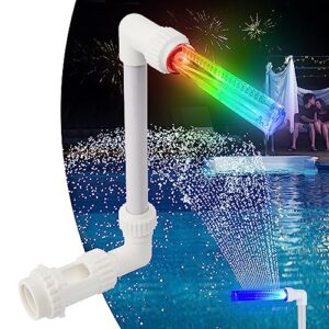 swimming pools waterfall fountain above ground inground pool cooler sprinkler pond aerator pump accessories, 7-color led pool lights for backyard garden decor, kids outdoor water play summer toy gift