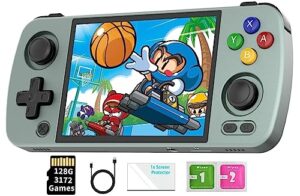 rg405m retro handheld game console , aluminum alloy cnc android 12 system 4.0 inch ips touch screen with 128g tf card 3172 games compatible with 5g wifi and bluetooth 5.0 (gray)