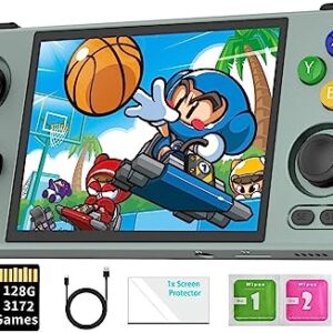 RG405M Retro Handheld Game Console , Aluminum Alloy CNC Android 12 System 4.0 Inch IPS Touch Screen with 128G TF Card 3172 Games Compatible with 5G WiFi and Bluetooth 5.0 (Gray)