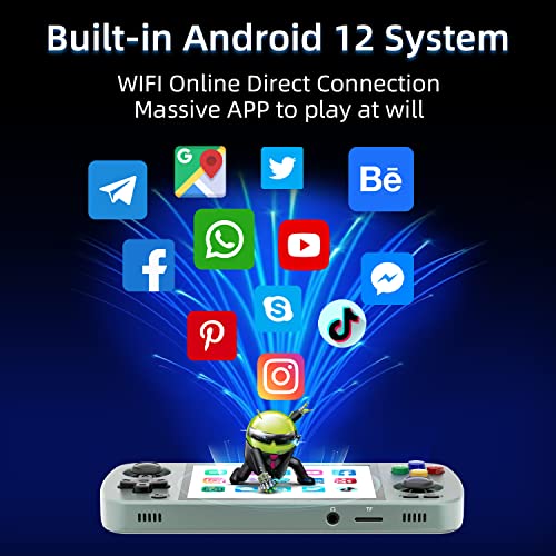 RG405M Retro Handheld Game Console , Aluminum Alloy CNC Android 12 System 4.0 Inch IPS Touch Screen with 128G TF Card 3172 Games Compatible with 5G WiFi and Bluetooth 5.0 (Gray)