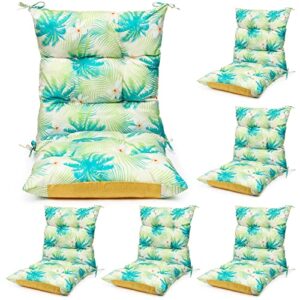hoteam 6 pack outdoor high back chair cushion waterproof rocking chair cushion indoor outdoor seat back chair cushions thickened patio chair pad for indoor and outdoor (fresh color,patterned style)