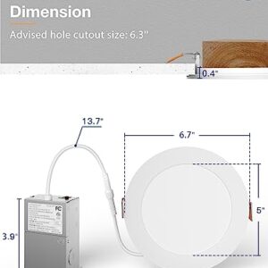 Amico 36 Pack 6 Inch 5CCT Ultra-Thin LED Recessed Ceiling Light with Junction Box, 2700K/3000K/3500K/4000K/5000K Selectable, 12W Eqv 110W, Dimmable Can-Killer Downlight, 1050LM Brightness - ETL&FCC