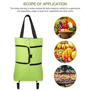 2 in 1 Foldable Shopping Cart, 2023 Capacity Foldable Shopping Bags Cart with Wheels, Portable Tote Shopping Bag with Wheels, Multifunctional Waterproof Tote Bag Grocery Bag (Orange)