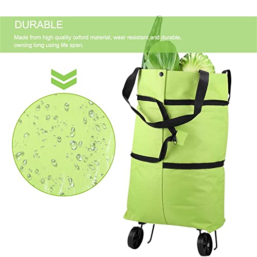 2 in 1 Foldable Shopping Cart, 2023 Capacity Foldable Shopping Bags Cart with Wheels, Portable Tote Shopping Bag with Wheels, Multifunctional Waterproof Tote Bag Grocery Bag (Orange)