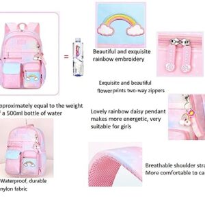 ETAISHOW Heart-Print Kawaii Girls Backpack for Elementary School Kids Bookbag with Compartments Cute Student Backpack for Girls