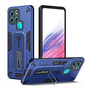 phone case case compatible with infinix smart 6, compatible with infinix smart 6 case heavy duty shock absorption full body protective case tpu rubber and hard pc phone case cover with retractable han