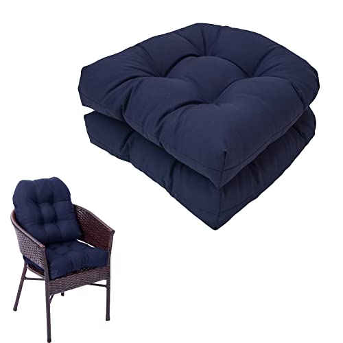 MUVLUS Indoor/Outdoor Rocking Chair Cushion Set,2 Piece Seat/Back Chair Cushion,Waterproof Soft Thickened Patio Chaise Lounger Cushion Overstuffed Patio Chair Cushion (Navy)