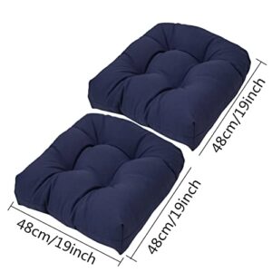 MUVLUS Indoor/Outdoor Rocking Chair Cushion Set,2 Piece Seat/Back Chair Cushion,Waterproof Soft Thickened Patio Chaise Lounger Cushion Overstuffed Patio Chair Cushion (Navy)