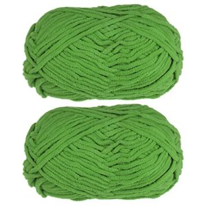 harfington 2skeins chenille yarn velvet blanket yarn 2x100g/7.1oz #6 super bulky polyester soft knitting for crochet weaving bag scarf hat, dark green