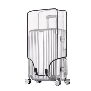 clear suitcase cover - 20 24 26 28 30 inch waterproof pvc suitcase cover - transparent travel suitcase wrap - protective cover case for wheeled luggage (20-inch)