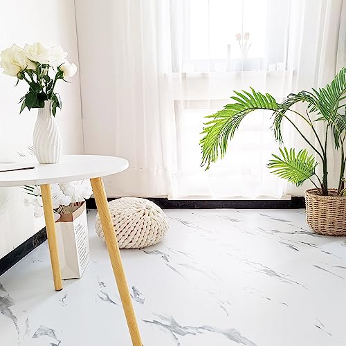 Marble Adhesive Vinyl Flooring Waterproof Peel and Stick Floor Tile Vinyl Flooring for Bathroom Self Adhesive Flooring for Kitchen Bedroom Marble Look 12x12 Inch (12 PCS)