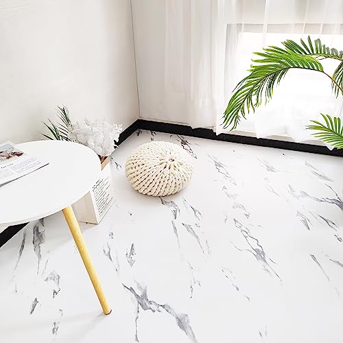 Marble Adhesive Vinyl Flooring Waterproof Peel and Stick Floor Tile Vinyl Flooring for Bathroom Self Adhesive Flooring for Kitchen Bedroom Marble Look 12x12 Inch (12 PCS)