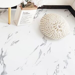 Marble Adhesive Vinyl Flooring Waterproof Peel and Stick Floor Tile Vinyl Flooring for Bathroom Self Adhesive Flooring for Kitchen Bedroom Marble Look 12x12 Inch (12 PCS)