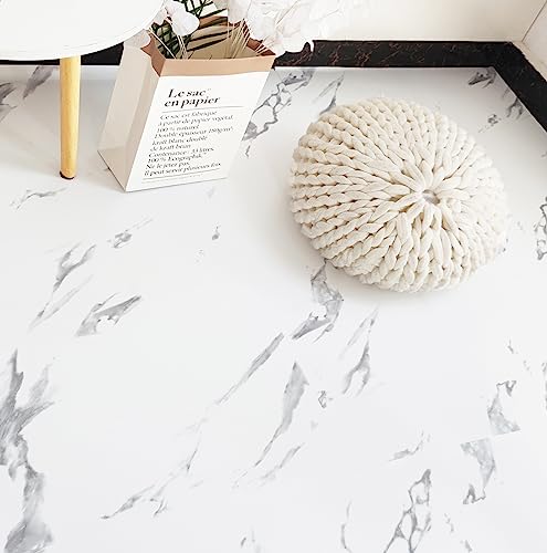 Marble Adhesive Vinyl Flooring Waterproof Peel and Stick Floor Tile Vinyl Flooring for Bathroom Self Adhesive Flooring for Kitchen Bedroom Marble Look 12x12 Inch (12 PCS)