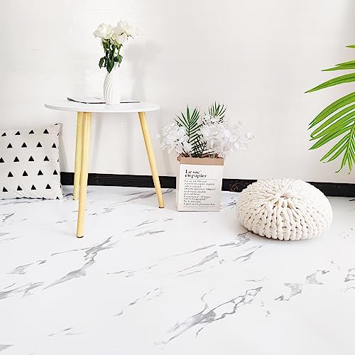 Marble Adhesive Vinyl Flooring Waterproof Peel and Stick Floor Tile Vinyl Flooring for Bathroom Self Adhesive Flooring for Kitchen Bedroom Marble Look 12x12 Inch (12 PCS)