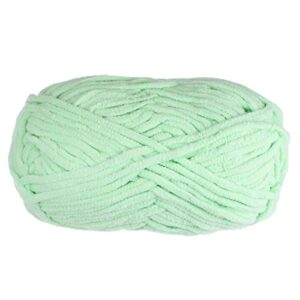 harfington chenille yarn velvet blanket yarn 100g/3.5oz #6 super bulky polyester soft knitting for crochet weaving bag scarf hat, light green