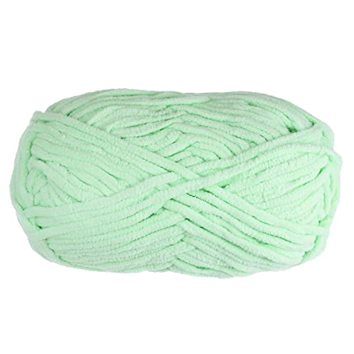 HARFINGTON Chenille Yarn Velvet Blanket Yarn 100g/3.5oz #6 Super Bulky Polyester Soft Knitting for Crochet Weaving Bag Scarf Hat, Light Green