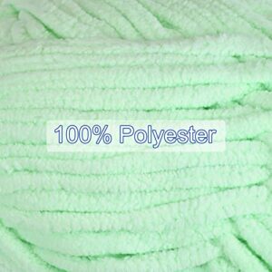 HARFINGTON Chenille Yarn Velvet Blanket Yarn 100g/3.5oz #6 Super Bulky Polyester Soft Knitting for Crochet Weaving Bag Scarf Hat, Light Green