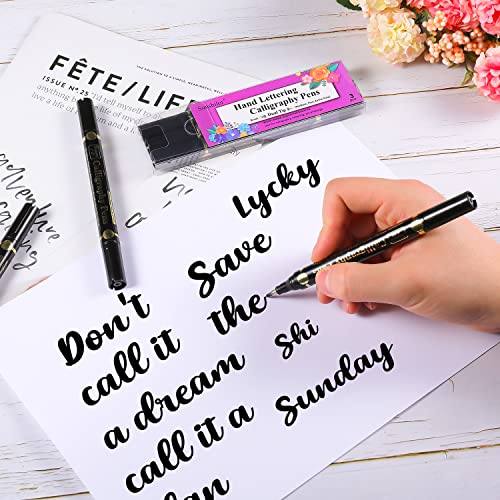 Sunshilor Dual Brush Calligraphy Pens Black Hand Lettering Pens for Beginners Writing, Art Drawing, Sketching, Illustration, Scrapbooking, Journaling, Double Brush Markers