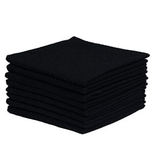 urban villa dish cloths solid waffle dish cloths for kitchen black color set of 8 quick drying dish cloths highly absorbent cotton size 12x12 inches with mitered corners kitchen dish towels