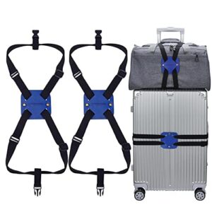 luggage straps, lapinchen bag bungee, luggage bungee, luggage straps suitcase adjustable belt, adjustable and portable travel suitcase accessory (2pack blue)