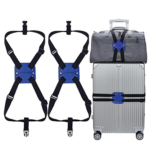 Luggage Straps, Lapinchen Bag Bungee, Luggage Bungee, Luggage Straps Suitcase Adjustable Belt, Adjustable and Portable Travel Suitcase Accessory (2Pack Blue)