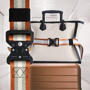 Travel Belt for Luggage - Stylish & Adjustable Add a Bag Luggage Strap for Carry On Bag - Airport Travel Accessories for Women & Men (Silver Brown)