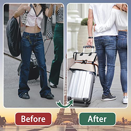 Travel Belt for Luggage - Stylish & Adjustable Add a Bag Luggage Strap for Carry On Bag - Airport Travel Accessories for Women & Men (Silver Brown)